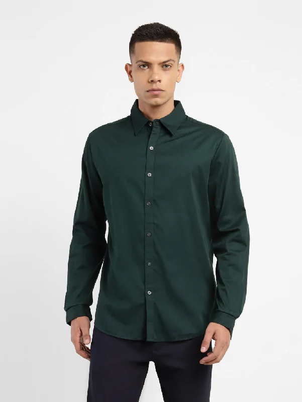 Men's Solid Spread Collar Shirt Polished Men's Satin