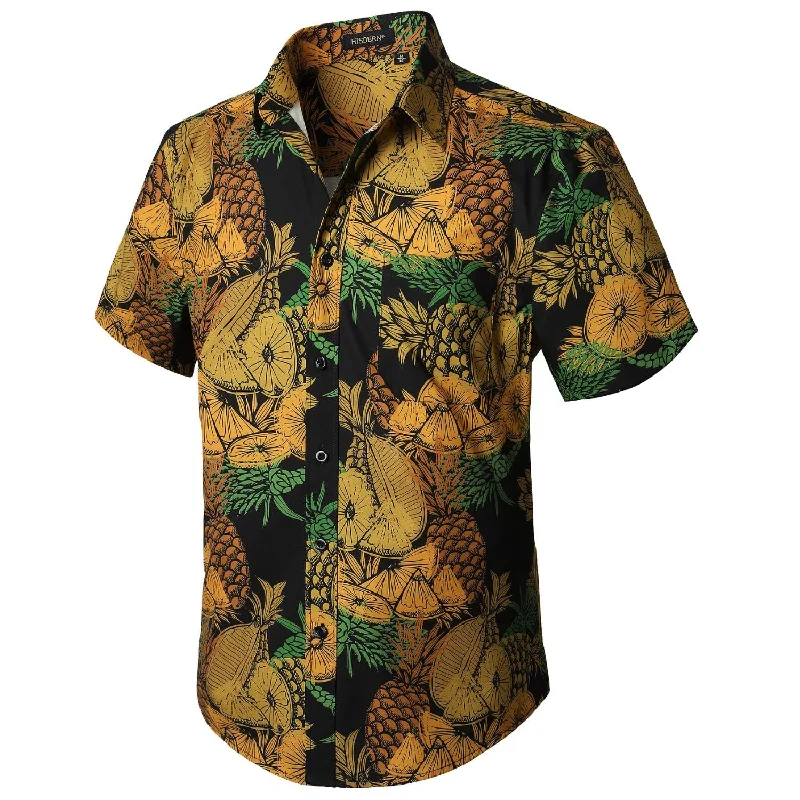 Summer Hawaiian Shirts with Pocket - 09-YELLOW/BLACK Cool Men's Skate