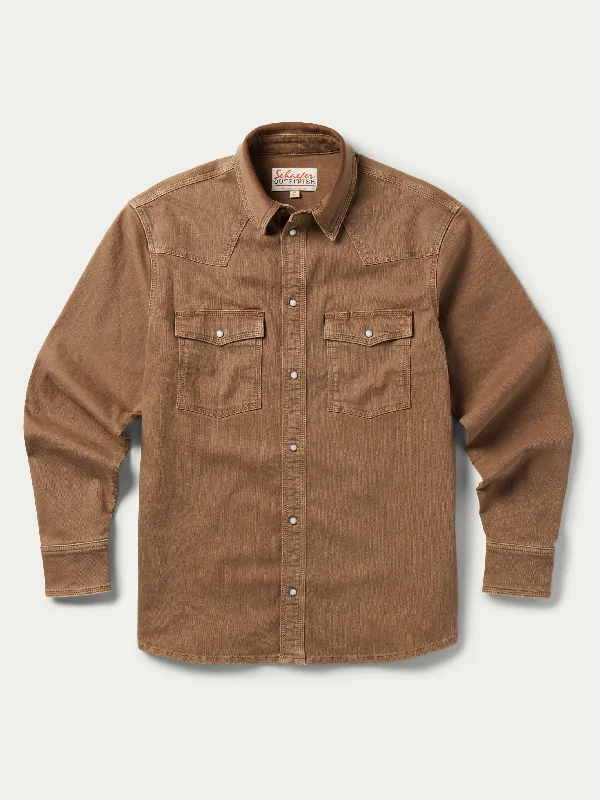 Western Denim Snap Shirt Youthful Men's Pop