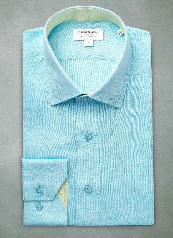 Alexander in Aqua Linen Shirt Trendy Men's Oversized