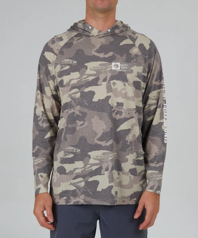 Mariner Hoodie Tech Tee - Tan Camo Elegant Men's Cashmere