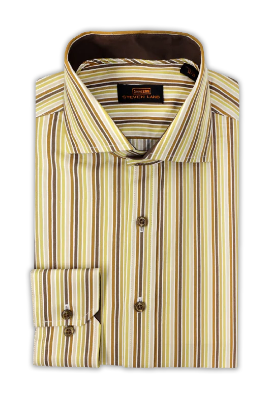 Steven Land Dress Shirt | Frasier | Semi Spread Collar | 80s-Two ply 100% Cotton Refined Men's Classic 