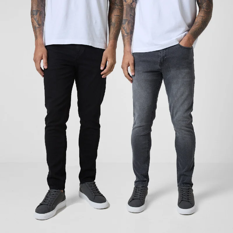 2-Pack Slim Fit Denim Jeans | Black Grey Wash Dynamic Men's High