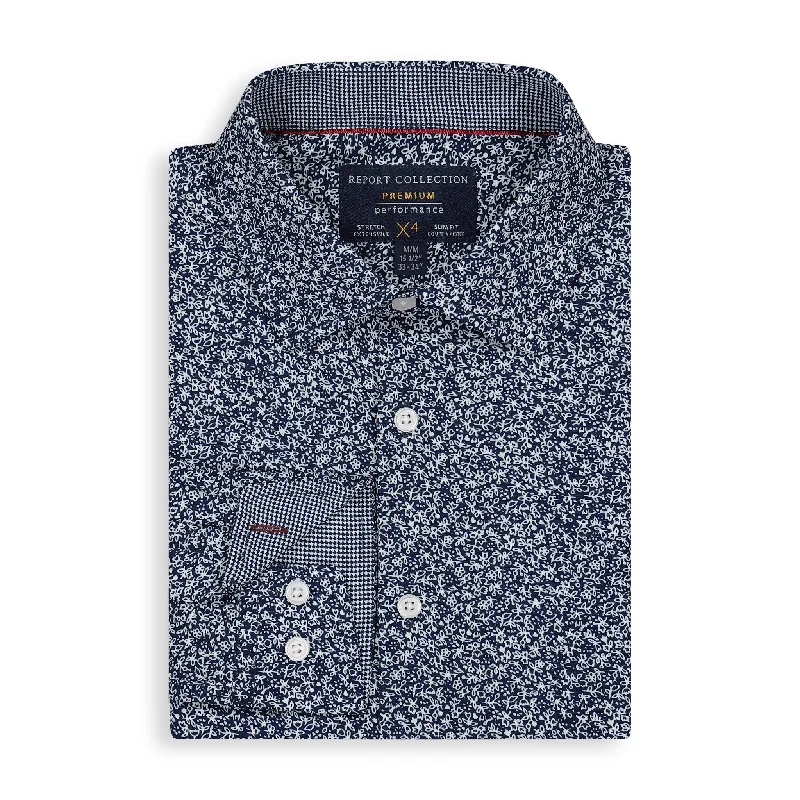 Navy Floral Performance Shirt Cozy Men's Sherpa