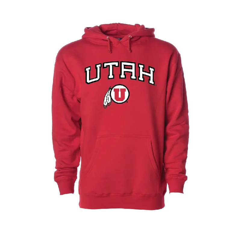 Utah Wordmark-Circle and Feather  Embroidered Hoodie Hip Men's Retro