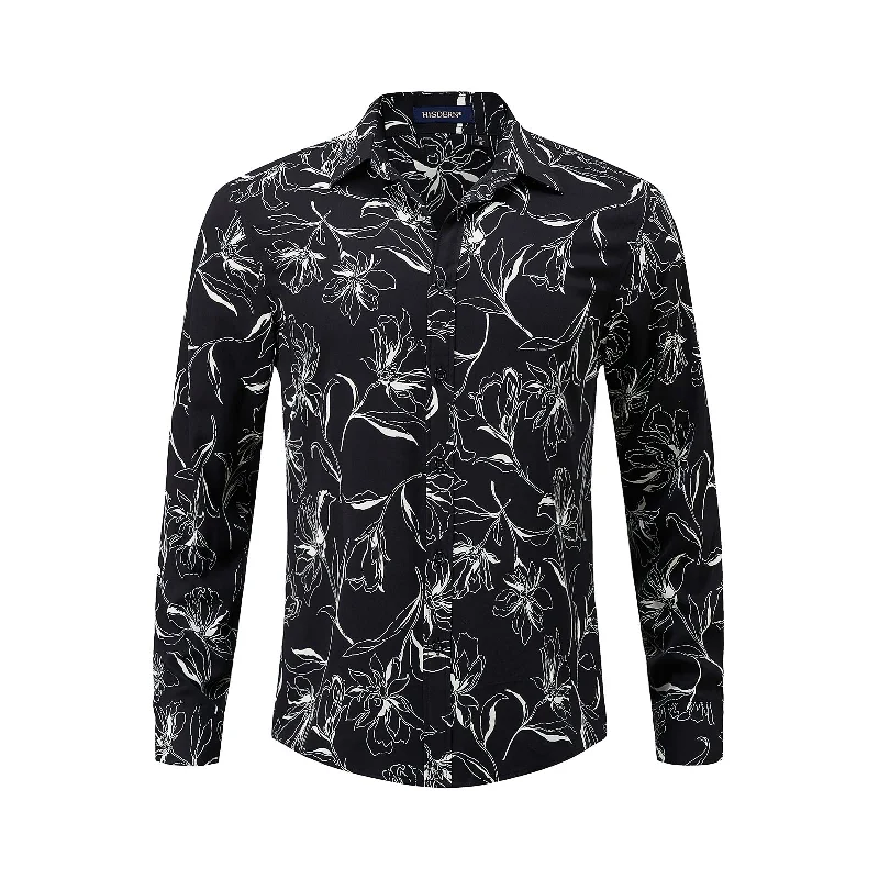 Men's Long Sleeve Shirt With Printing - Y-WHITE/BLACK Classic Men's Pin