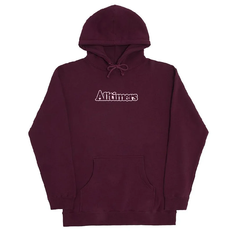 Alltimers Tonal Embroidered Broadway Hoodie Maroon Polished Men's Silk