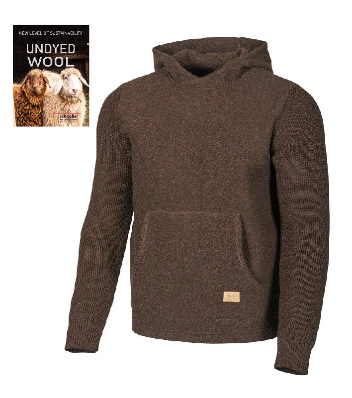 NLS PENTLAND HOOD, 100% OFÄRGAD ULL  — COFFEE BEAN Earthy Men's Hemp