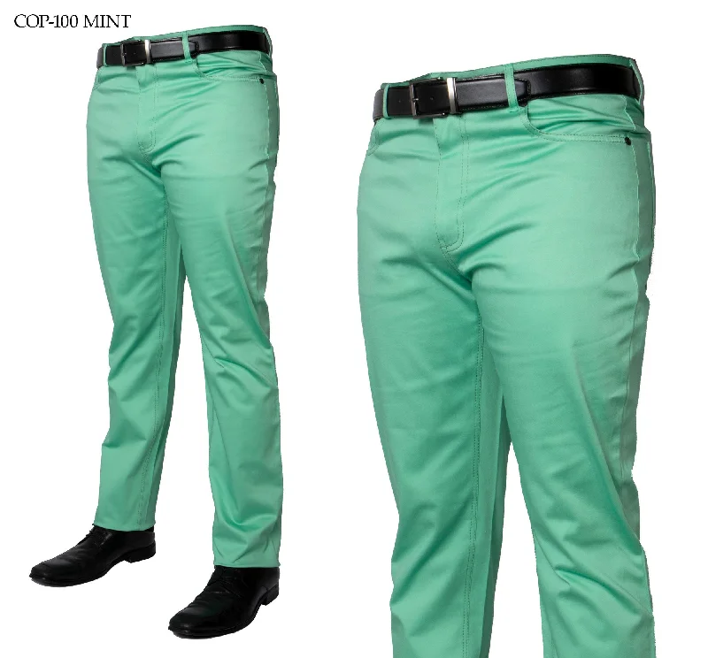 Stretch Denim Jeans | Mint Green Polished Men's Silk