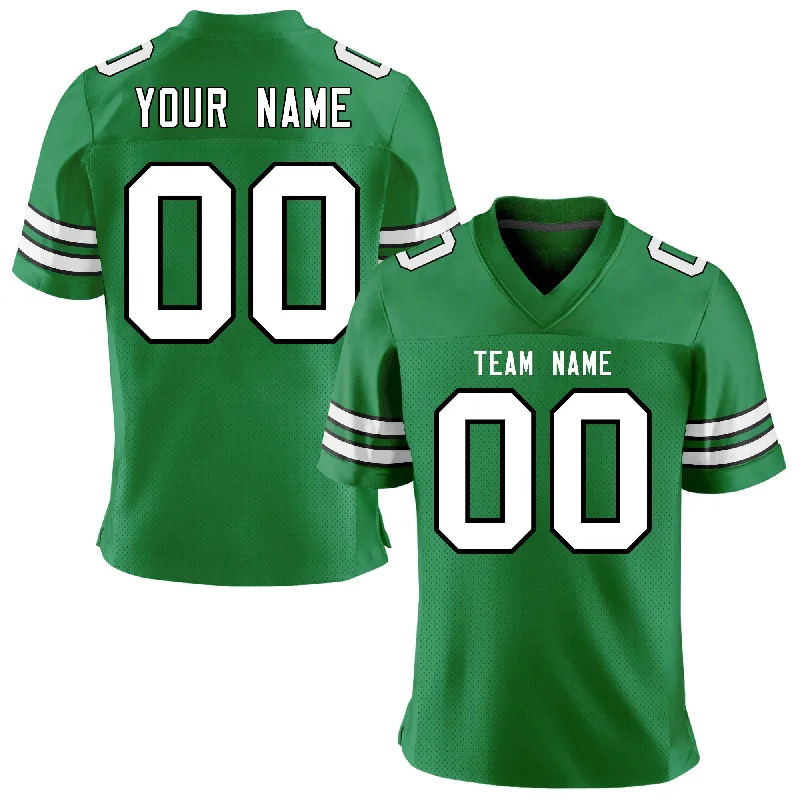 Custom Green White-Black Personalized Classic Mesh Authentic Football Jersey Gym