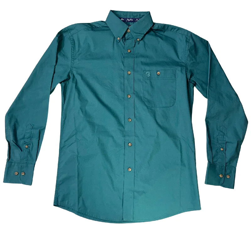 MEN'S GEORGE STRAIT LONG SLEEVE BUTTON DOWN SOLID SHIRT IN GREEN Cool Men's Skate