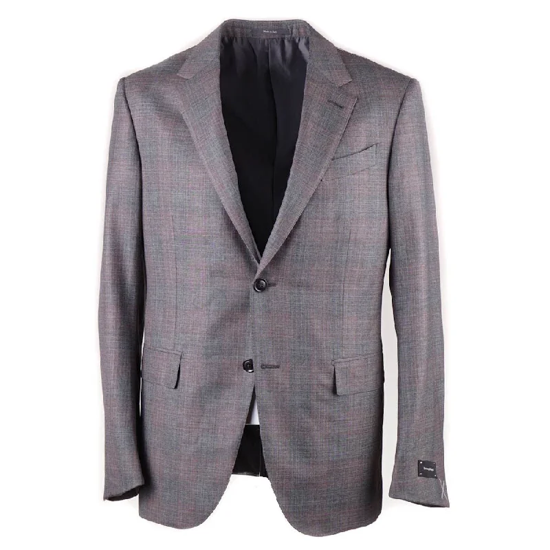 Ermenegildo Zegna Gray-Pink Check Wool Sport Coat Practical Men's Multi