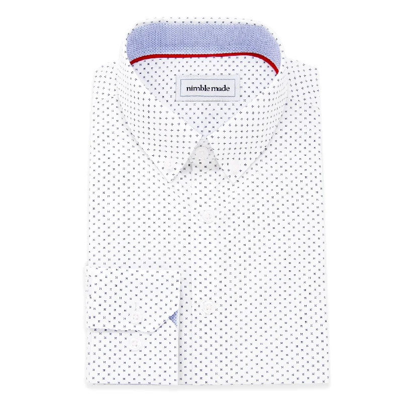 White Patterned Button Down Dress Shirt | The Melati Masculine Men's 