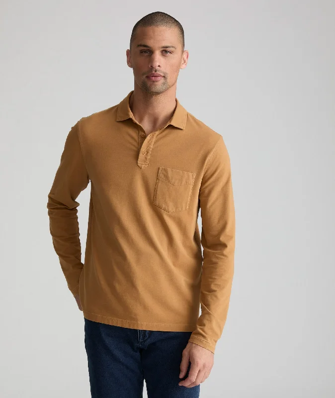 Garment-Dyed Long-Sleeve Polo Traditional Men's Country