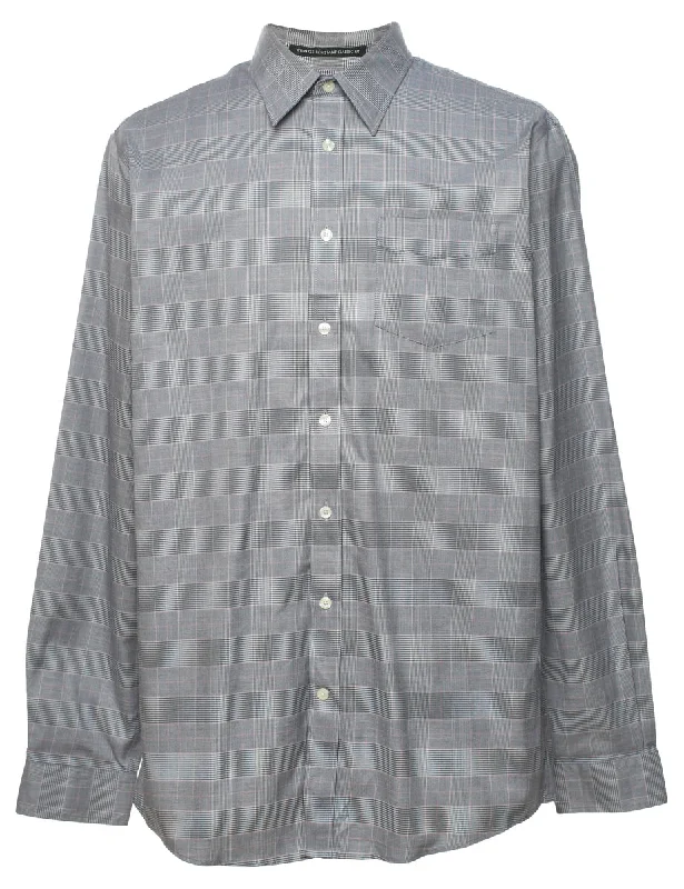 Eddie Bauer Grey Checked Shirt - L Modern Men's 