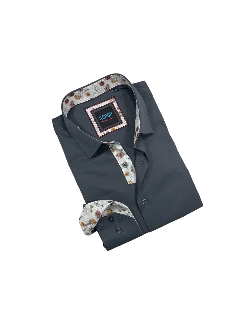 Scoop Dress Shirt - Novel/Charcoal Gym