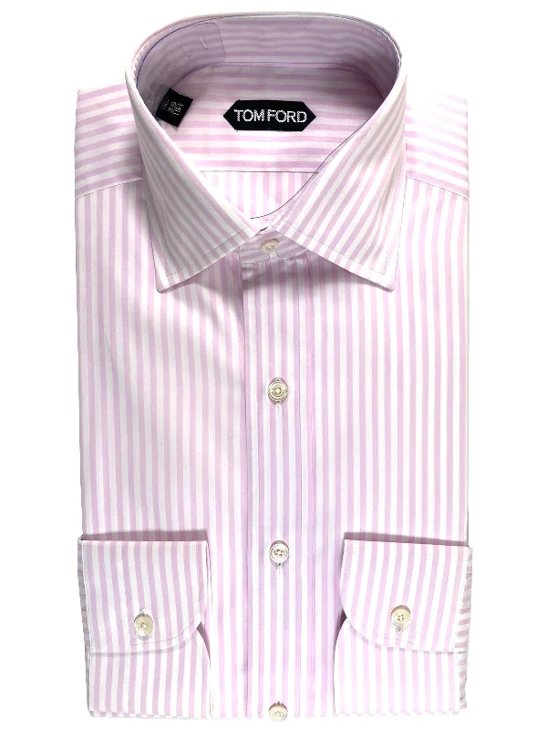 Tom Ford Dress Shirt Pink Stripes Modern Fit 39 - 15 1/2 Practical Men's Multi