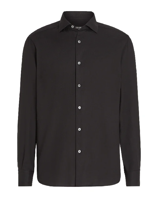 Black Solid Cashco Sportshirt Earthy Men's Sustainable 