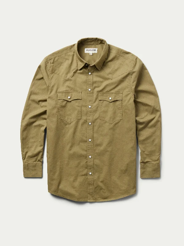 Slub Twill Shirt with Snaps Edgy Men's Punk