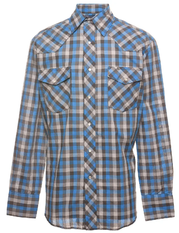 Wrangler Grey & Blue Checked Shirt - M Dynamic Men's High