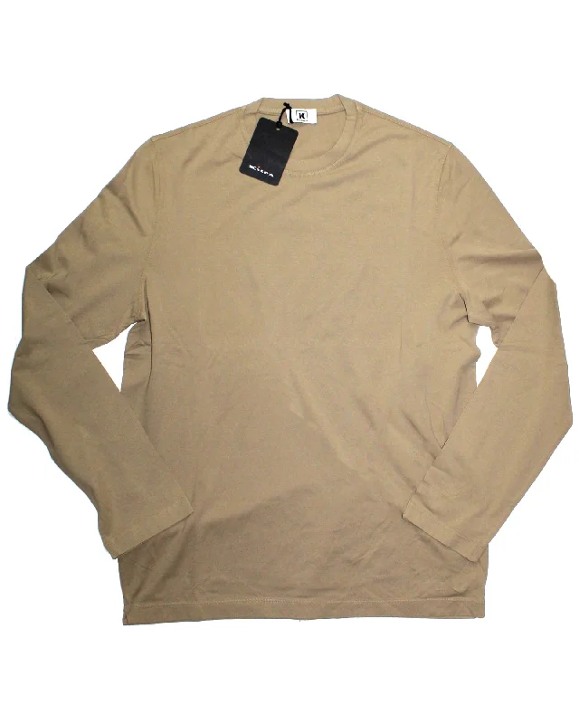 Kired Kiton Longsleeve T-Shirt Camel Crêpe Cotton Confident Men's High