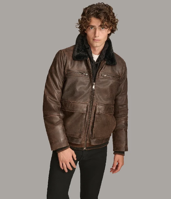 Julian Faux Shearling Aviator Luxurious Men's High