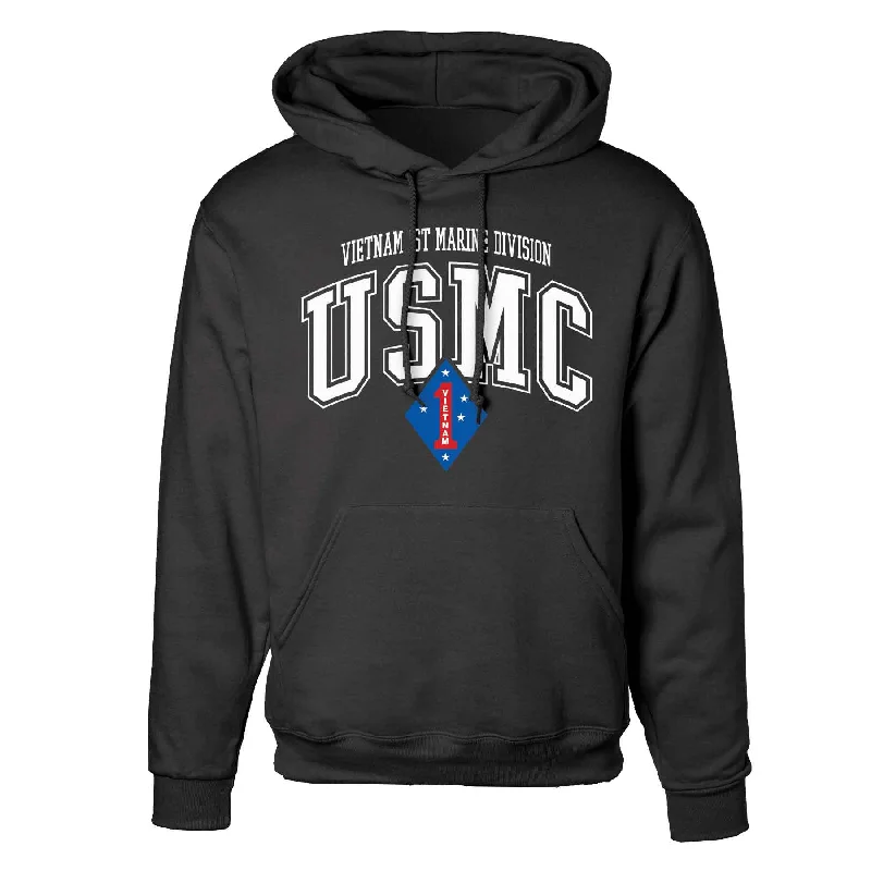 Vietnam 1st Marine Division Arched Hoodie Organic