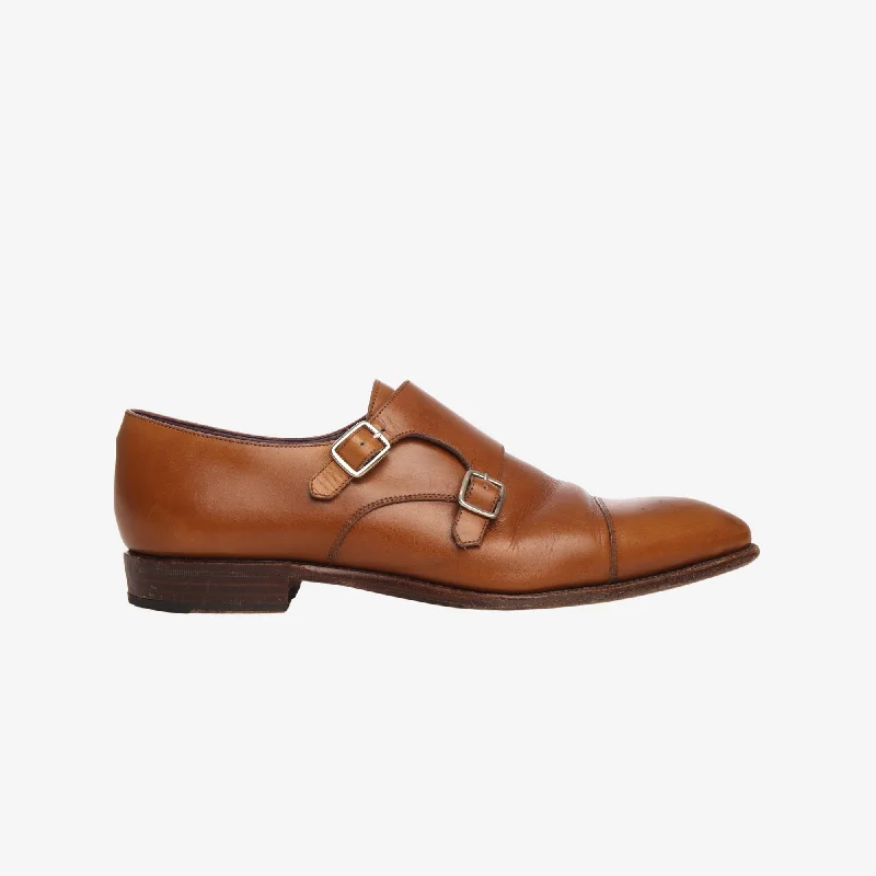 Leather Monk Strap Shoes Sophisticated Men's 