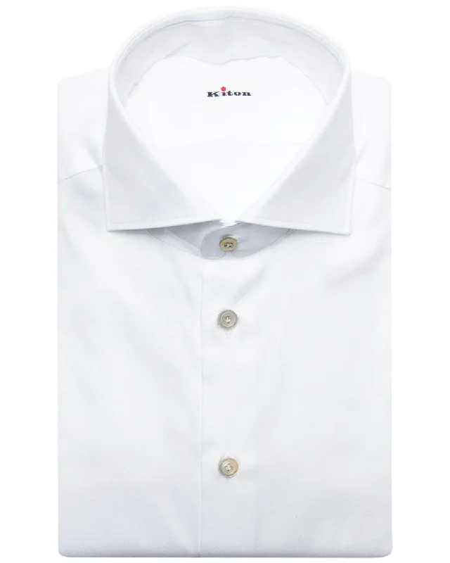 White Basic Twill Dress Shirt Athletic Men's High