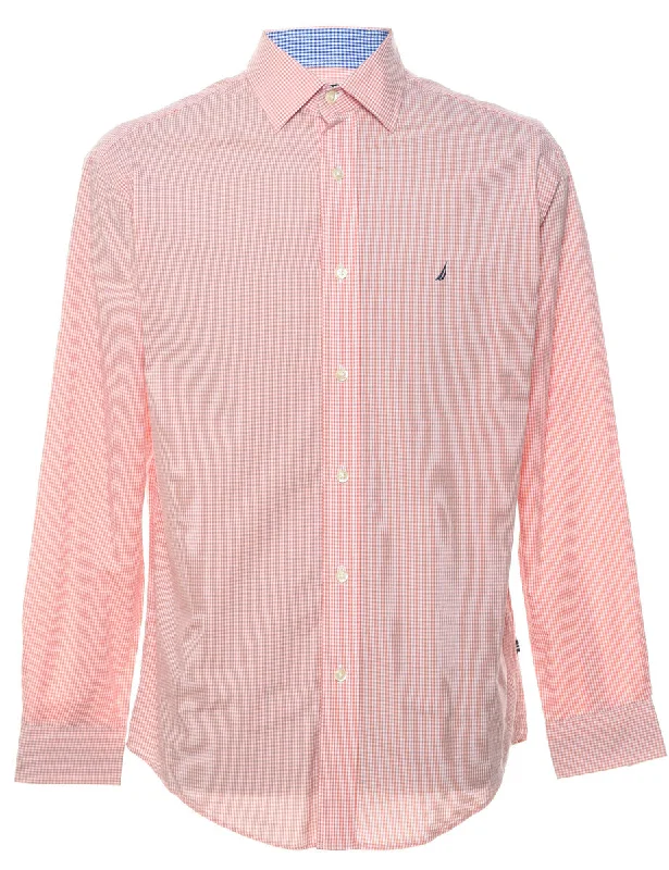 Nautica Checked Coral & White Shirt - M Hip Men's Urban