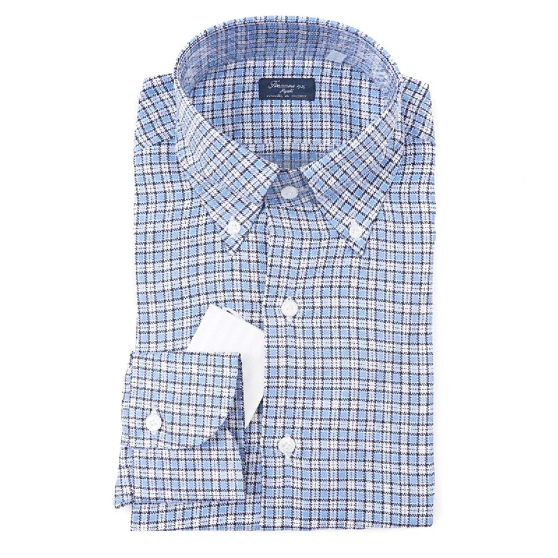 Finamore Woven Check Cotton Shirt Tough Men's Tactical