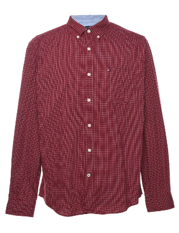 Tommy Hilfiger Checked Shirt - L Sleek Men's Contemporary 