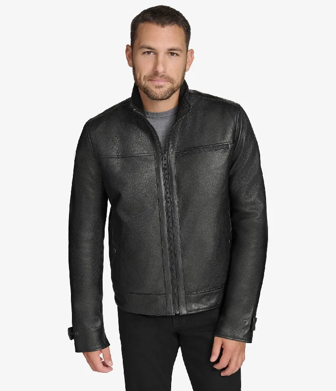 Skeld Leather Jacket Traditional Men's Wool