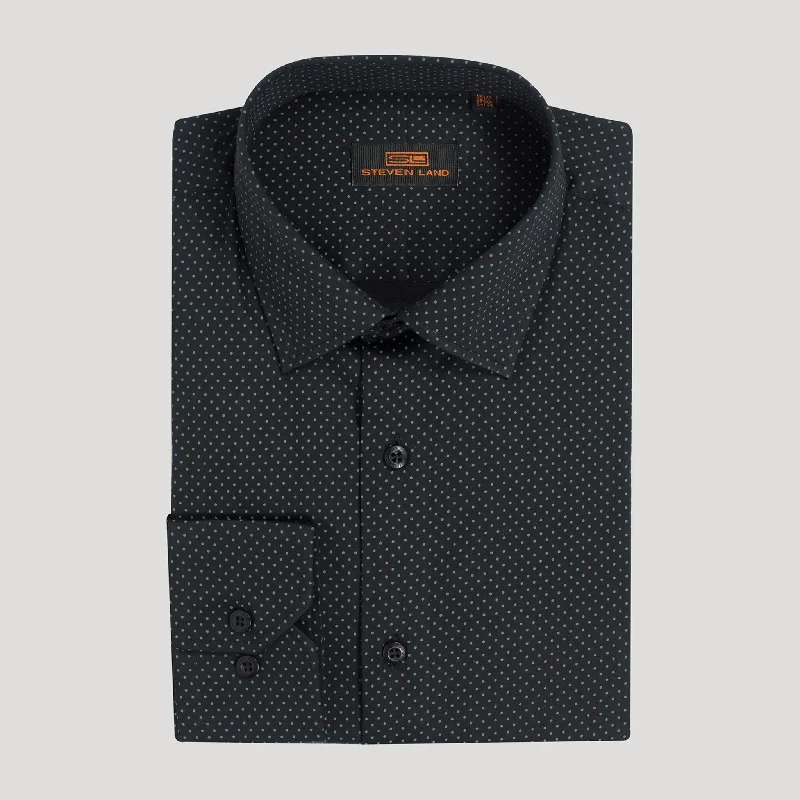 Micro Dot Dress Shirt | Classic Collar | Mitered Barrel Cuff | 100% Cotton Tough Men's Military