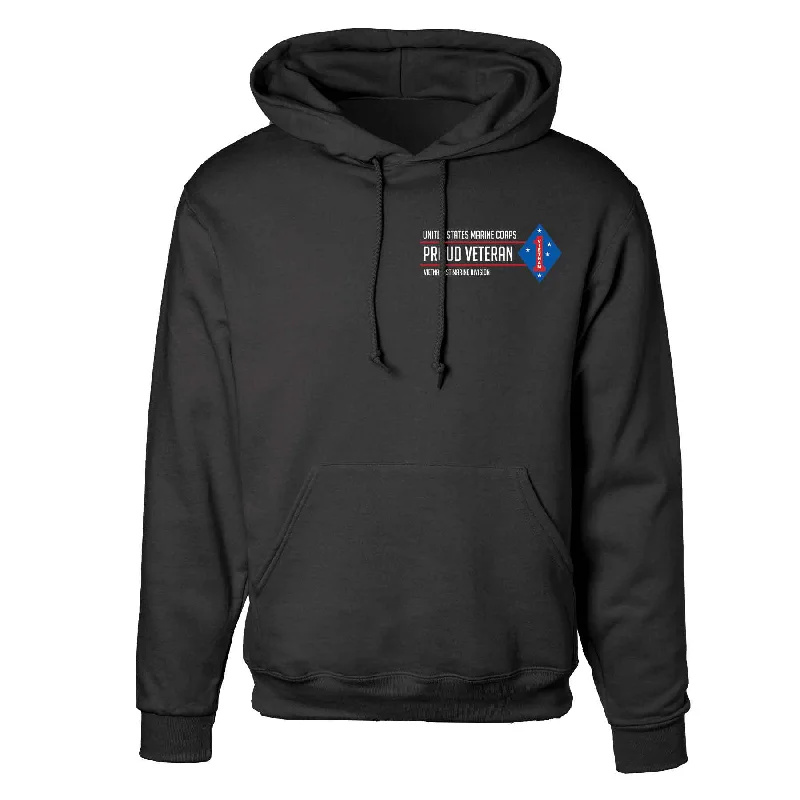 Vietnam 1st Marine Division Proud Veteran Hoodie Casual Men's Loose