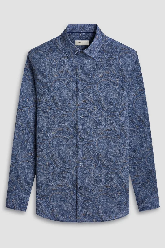 Bugatchi Julian Paisley Print Comfort Stretch Long Sleeve Shirt Dynamic Men's High