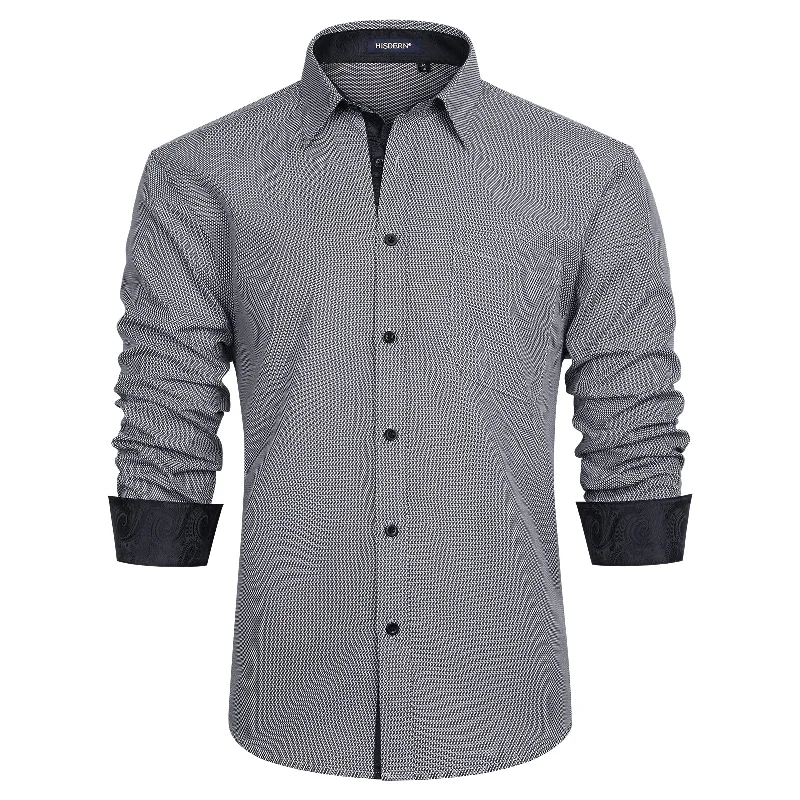 Men's Patchwork Dress Shirt with Pocket - C-GREY3 Practical Men's Quick