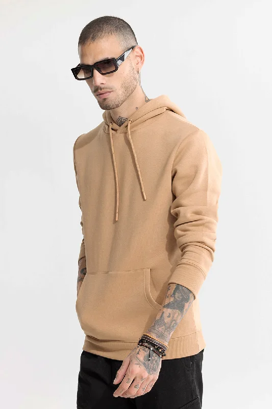 Glinter Beige Hoodie Sleek Men's Metallic