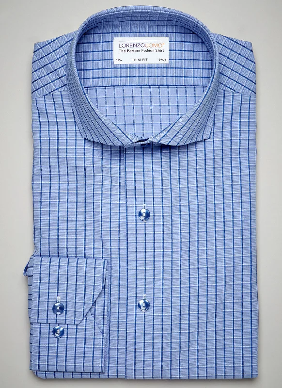 Alexander in Blue Windowpane Shirt Laid