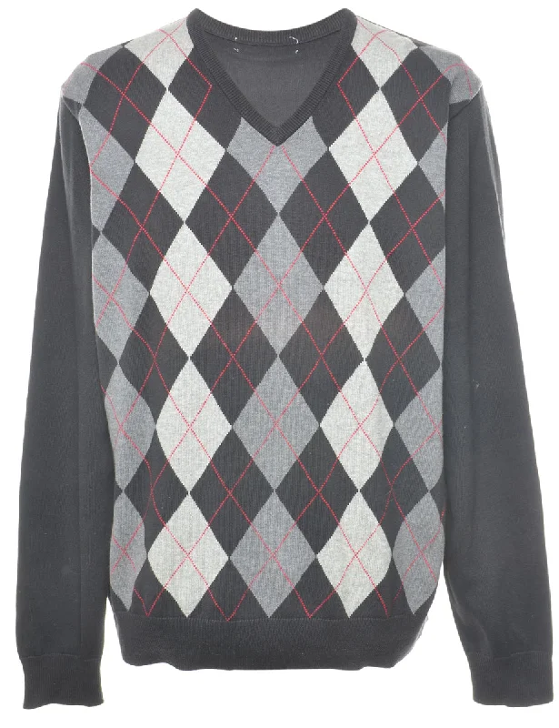 Argyle Jumper - L Traditional Men's Wool