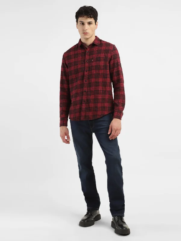 Men's Checkered Spread Collar Shirt Edgy Men's Punk