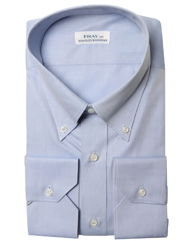 Light Blue Solid Cotton Dress Shirt Traditional Men's Country