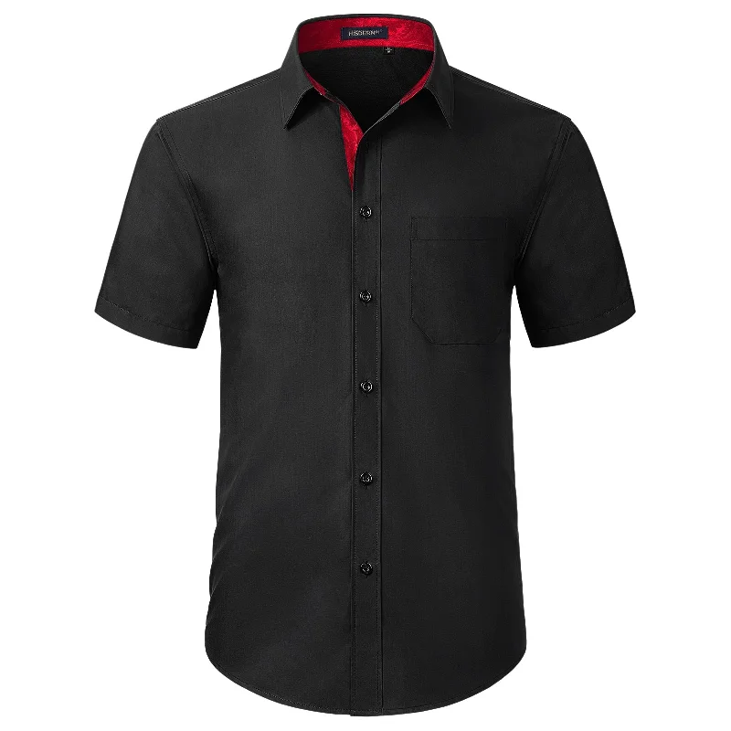 Men's Short Sleeve Shirt with Pocket - B1-BLACK R Modern Men's Tech