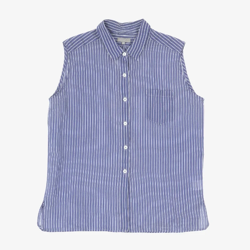 Silk Blend Striped Sleeveless Shirt Dynamic Men's Moto