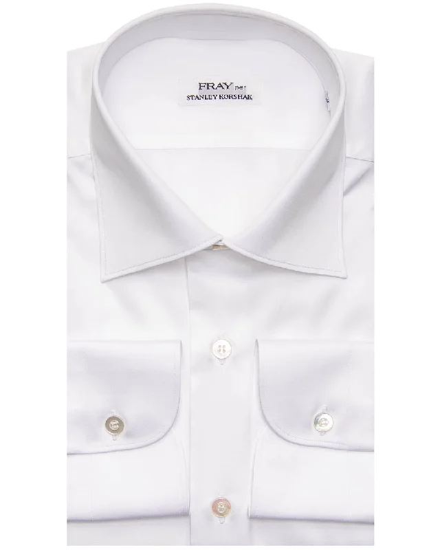 White Satin Dress Shirt Refined Men's Velvet