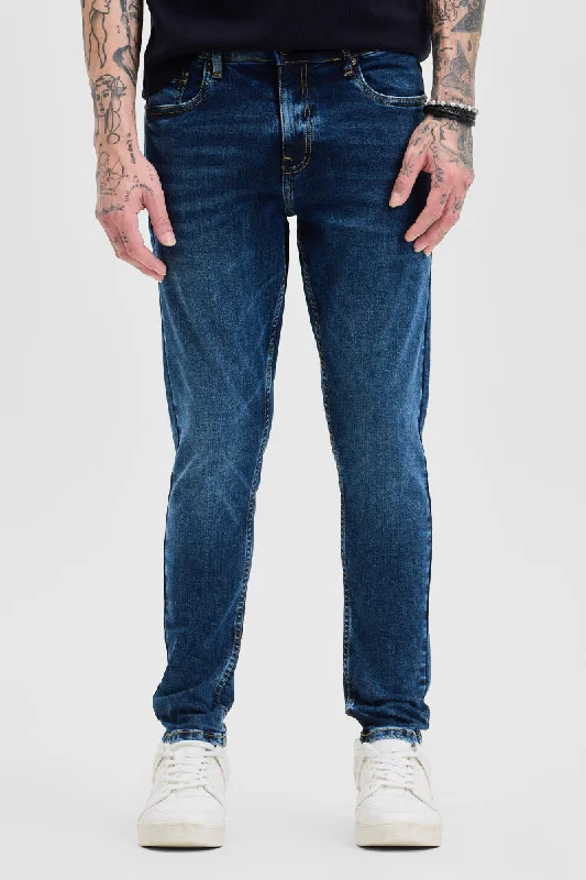 Indigo Skinny Fit Jeans Elegant Men's Formal 