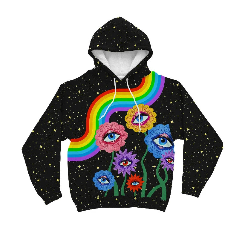 Rainbow Eyes All Over Print Unisex Hoodie Laid