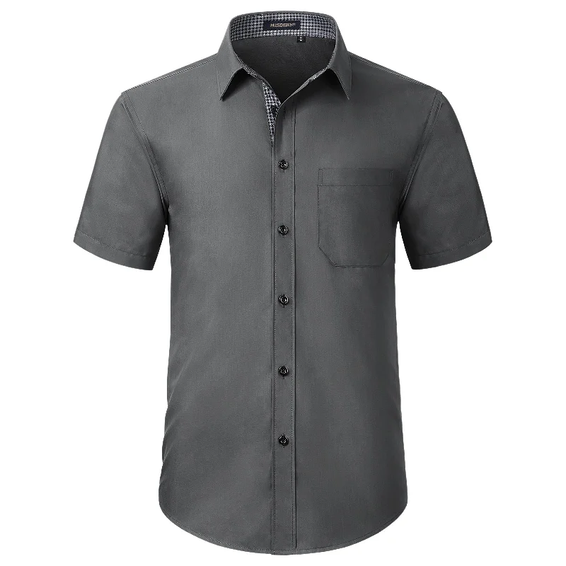 Men's Short Sleeve Shirt with Pocket - B1-GRAY Trendy Men's Bucket