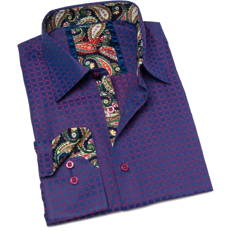 Sugar Dress Shirt - Ken/Plum Unique Men's Upcycled