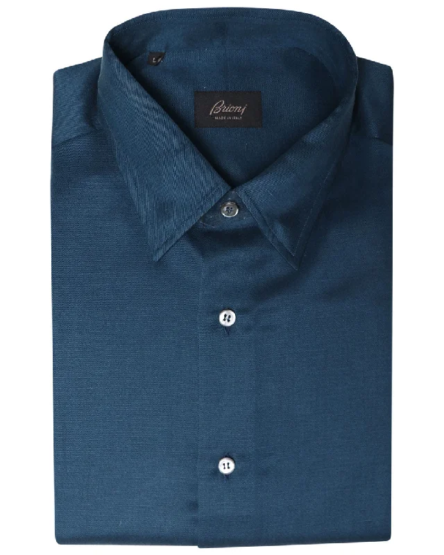 Sapphire Blue Silk Blend Sportshirt Elegant Men's Cashmere